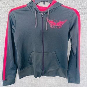 Arizona Jean Co. Hoodie Sweater Hooded Full Zip Long Sleeve Gray Solid Size L